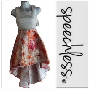 NWT Speechless Kids Peach and Berry Fit and Flare Formal Sleeveless Dress ~12